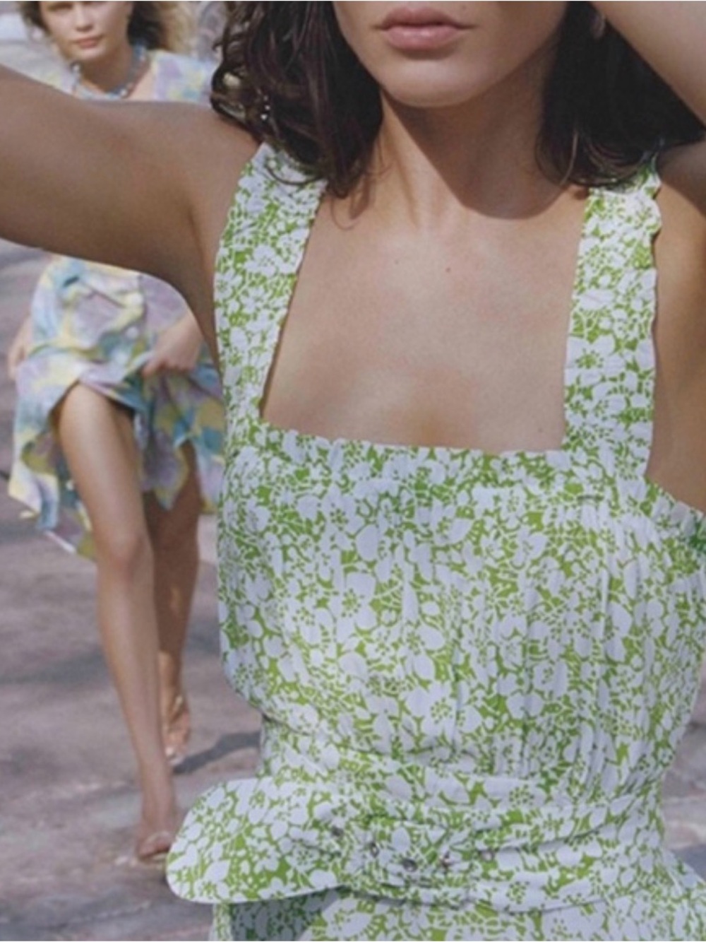 Faithfull the Brand White & Green Floral Kids One-Piece